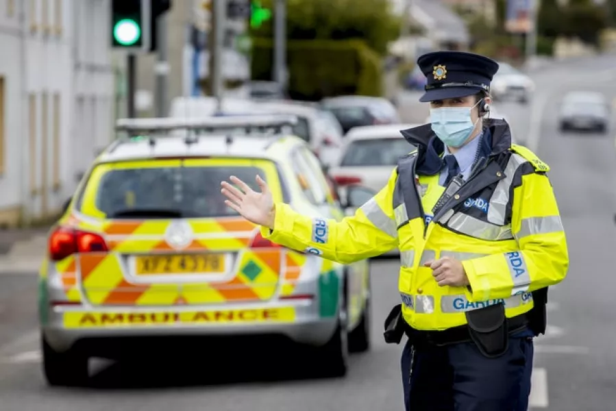 Members of An Garda Síochána performing random vehicle checks in the village of Muff, Co Donegal, on the border with Northern Ireland (Liam McBurney/PA)