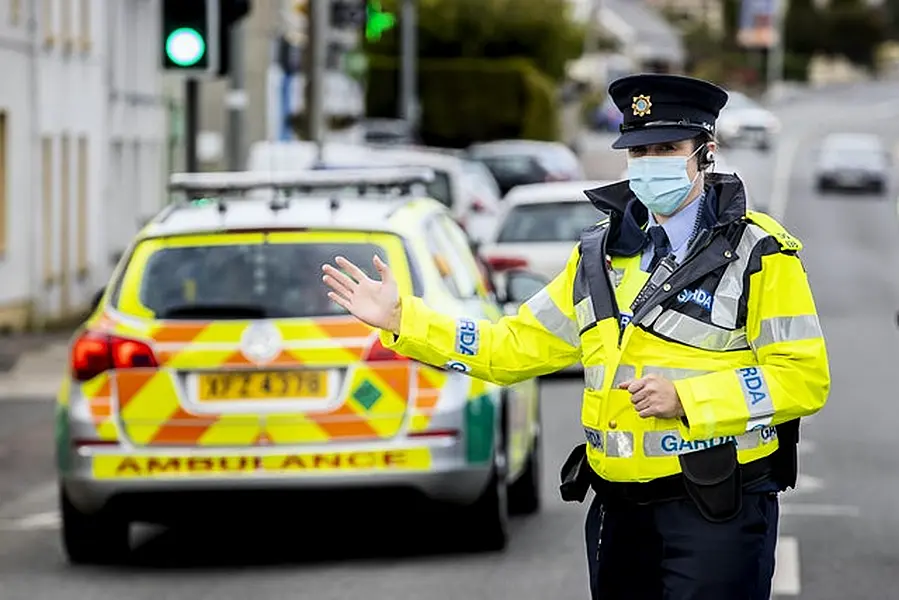 Members of An Garda Síochána performing random vehicle checks in the village of Muff, Co Donegal, on the border with Northern Ireland (Liam McBurney/PA)