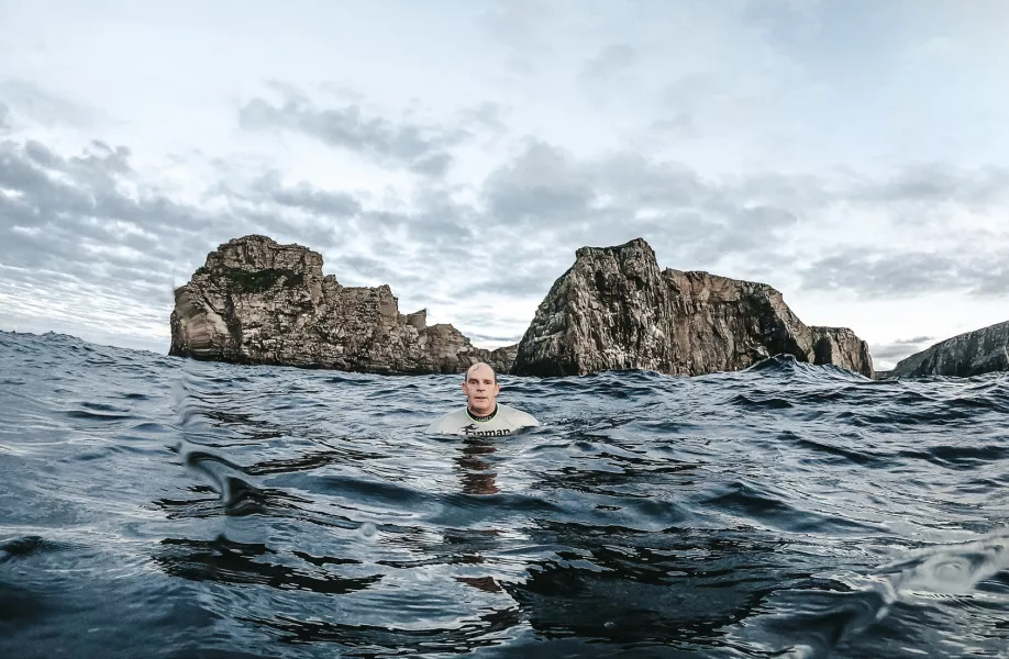 Henry O’Donnell in training off the coast of Tory Island (Rory O’Donnell/PA)