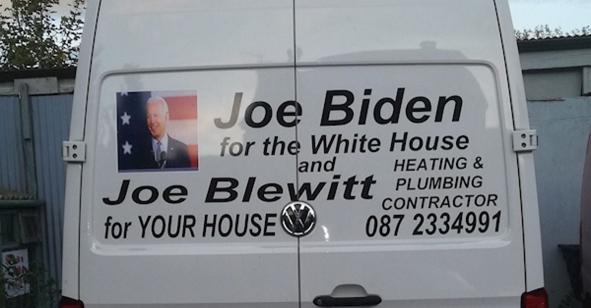 Mayo plumber supports cousin Joe Biden's presidential run with snappy slogan