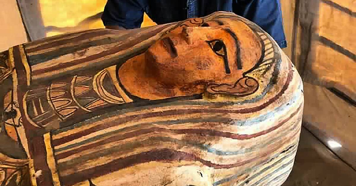 Dozens of coffins decorated with hieroglyphics found in Egyptian necropolis