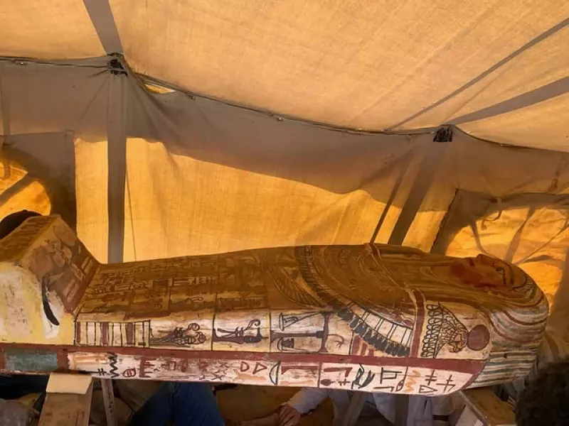 More than two dozen ancient coffins were unearthed (Ministry of Tourism and Antiquities/AP)