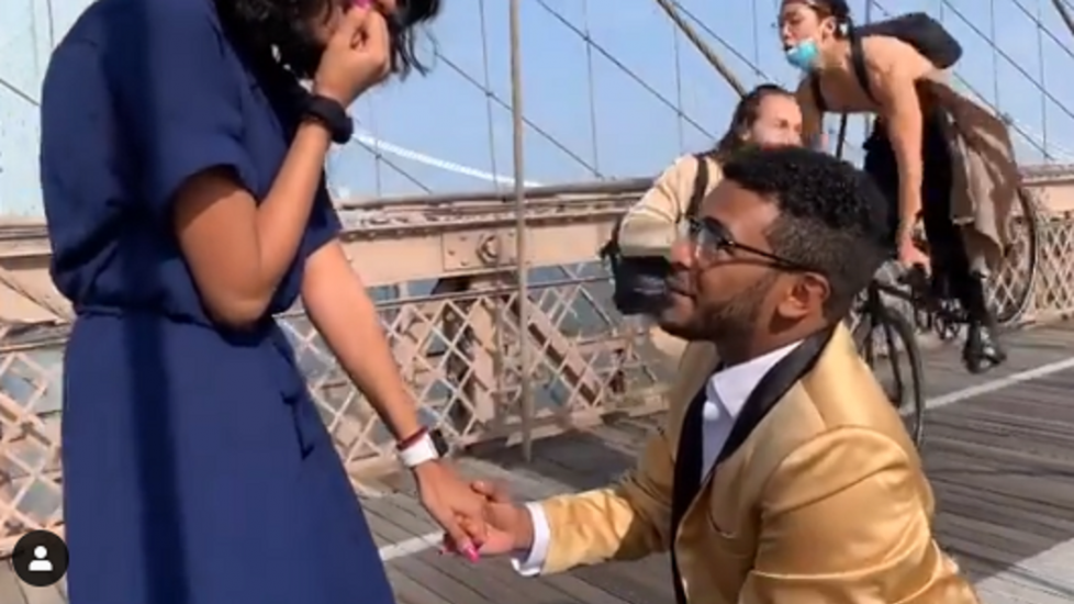 Proposal On Brooklyn Bridge Interrupted After Cyclist Crashes Into Photographer
