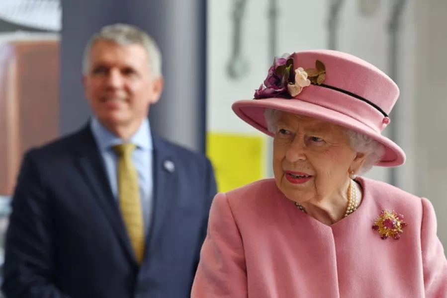 The Queen during last week’s visit to the Defence Science and Technology Laboratory (DSTL) at Porton Down, Wiltshire (Ben Stansall/PA)