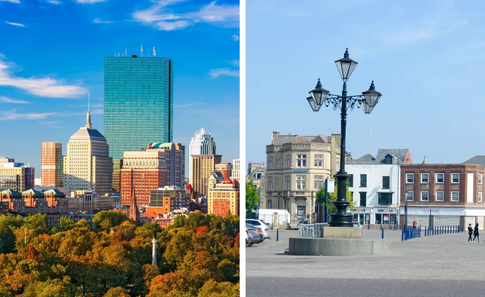 Boston, Massachusetts (L), and Boston, Lincolnshire (R) (iStock/PA)