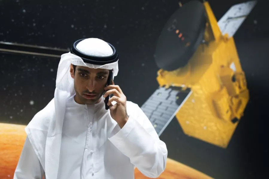 Omran Sharaf, project director for the Hope space probe, at the Mohammed bin Rashid Space Centre in Dubai (Jon Gambrell/AP)
