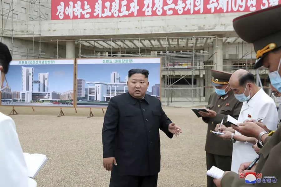 In this undated photo provided on Monday by the North Korean government, Kim Jong Un visits the construction site of a hospital in Pyongyang, believed to be the project causing the North Korean leader concern (Korean Central News Agency/Korea News Service/AP)