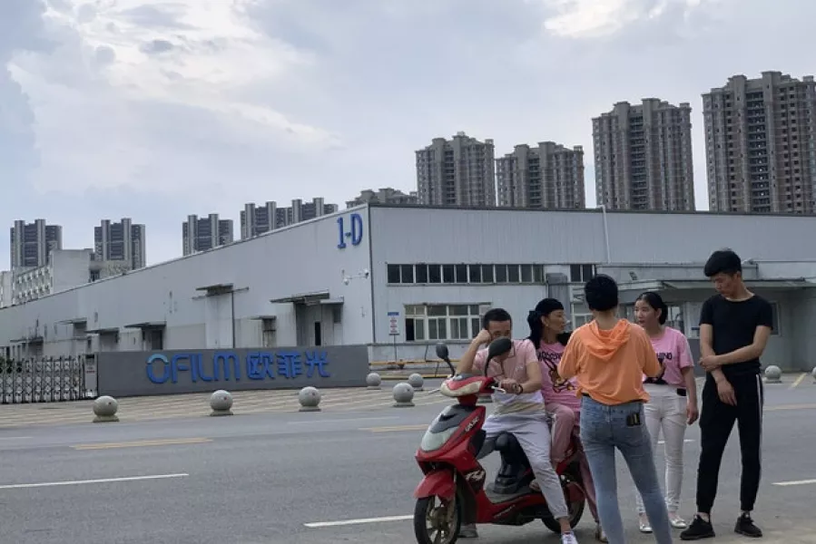 An O-Film factory in Nanchang in eastern China’s Jiangxi province – one of 11 firms that the US government has imposed trade sanctions on (AP)