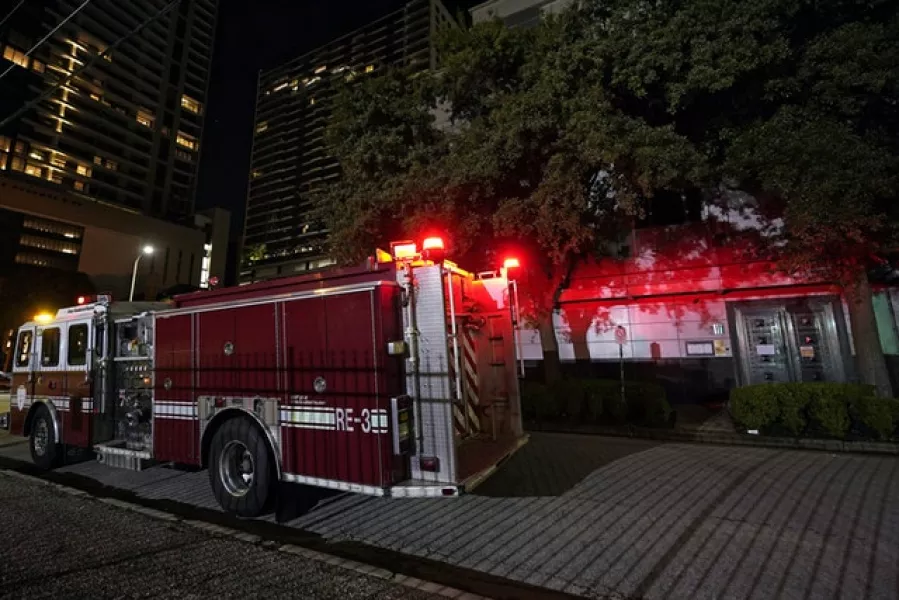 A fire engine outside the Chinese consulate in Houston (David J Phillip/AP)