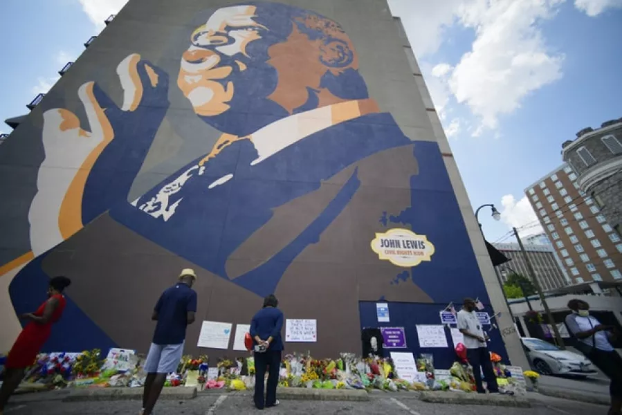 A make-shift memorial near the home of John Lewis in Atlanta, Georgia (Mike Stewart/AP)