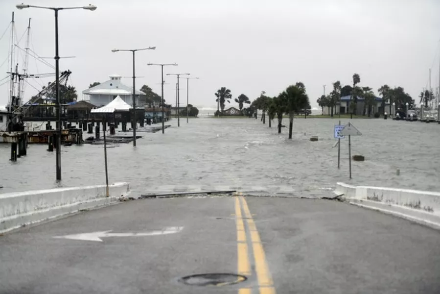Peoples Street in Corpus Christi, Texas, begins to flood during Hurricane Hanna (Corpus Christi Caller-Times/AP)