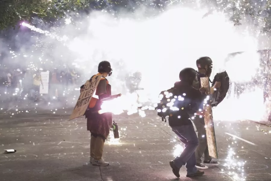 Clashes in Portland (Marcio Jose Sanchez/AP)