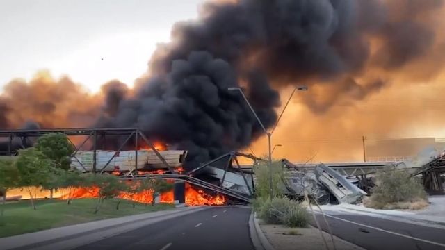 Arizona Train Derailment Causes Bridge Collapse And Fire