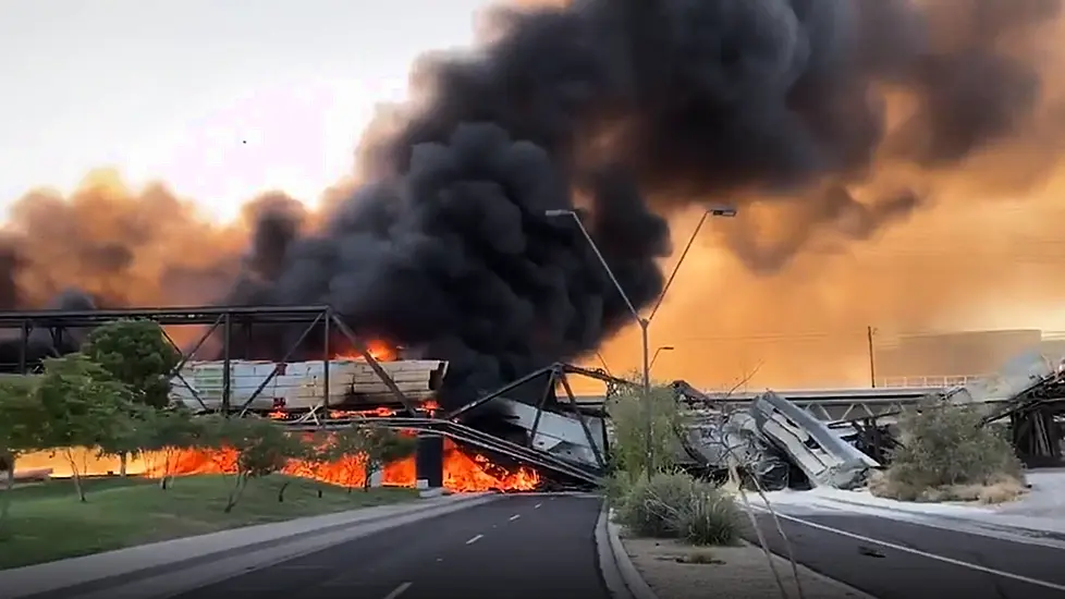 Arizona Train Derailment Causes Bridge Collapse And Fire