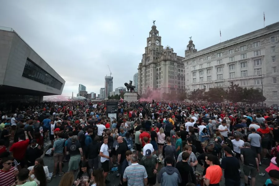 The incident occurred on June 26, as thousands of Liverpool fans celebrated their team’s league title victory (PA)