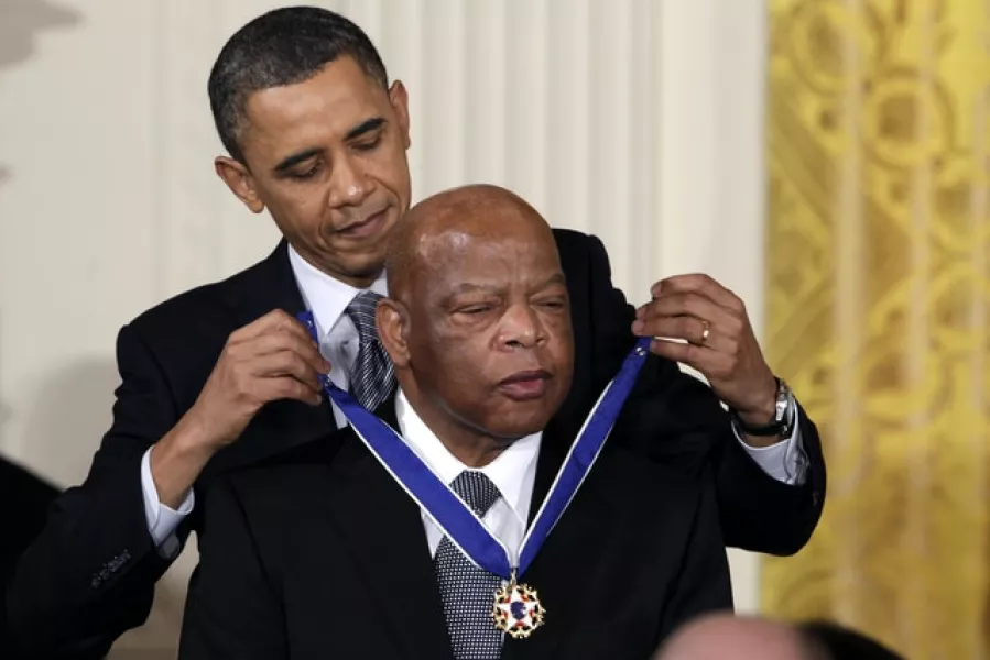 Then president Barack Obama presenting a Presidential Medal of Freedom to John Lewis (Carolyn Kaster/AP)