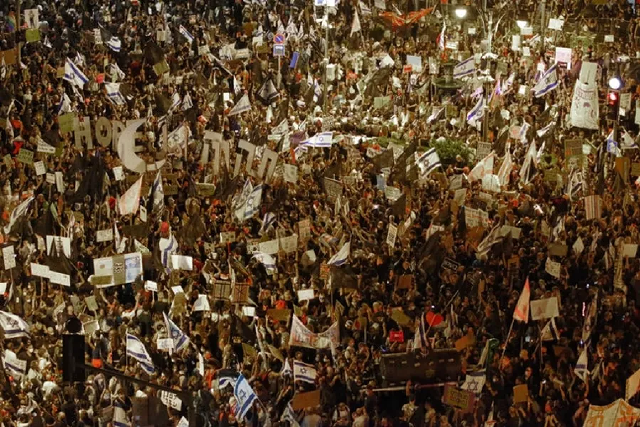 There was a heavy police presence at the demonstrations (Ariel Schalit/AP)