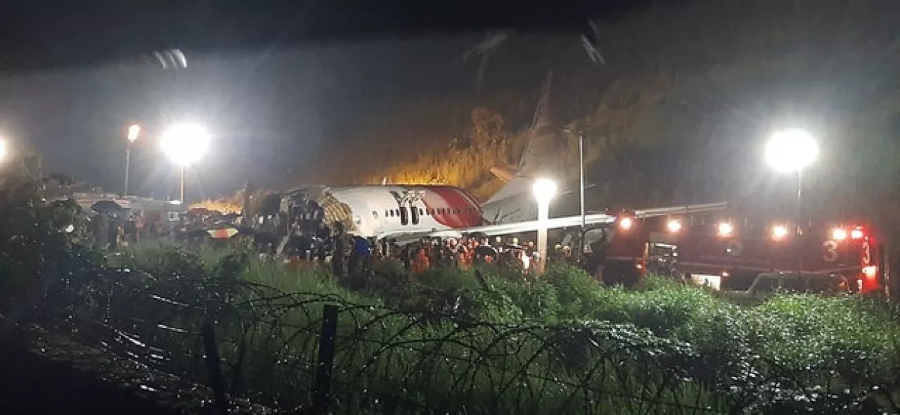 The Air India Express flight that skidded off a runway while landing at the airport in Kozhikode (AP)