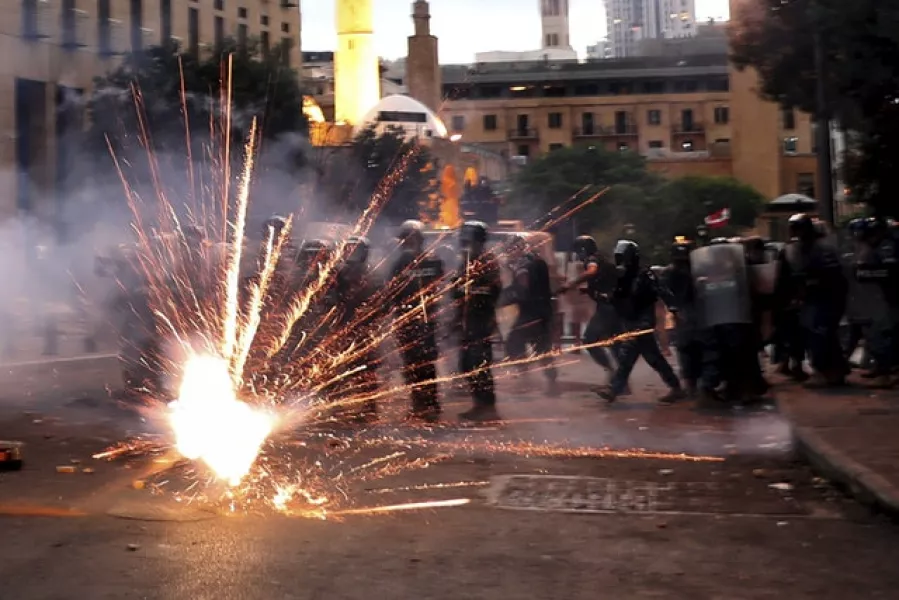 Anti-government protesters in Beirut (Bilal Hussein/AP)