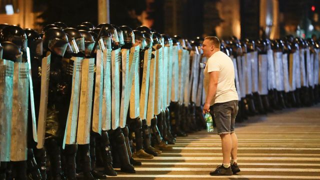 Police And Protesters Clash After Belarus Presidential Vote