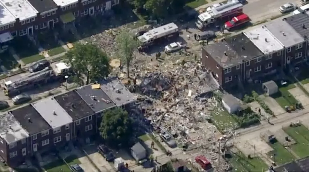 The explosion levelled several homes (WJLA-TV via AP)