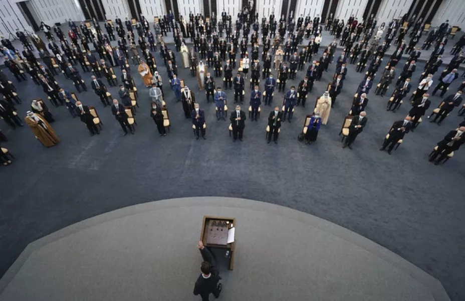 Syrian President Bashar al-Assad addresses the parliament in Damascus (SANA via AP)