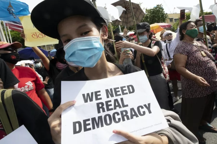 A pro-democracy student in Bangkok (Sakchai Lalit/AP)