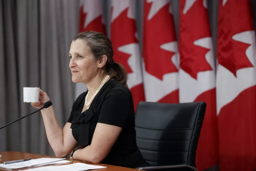 Chrystia Freeland has become Canada’s first female finance minister (Cole Burston/The Canadian Press via AP)