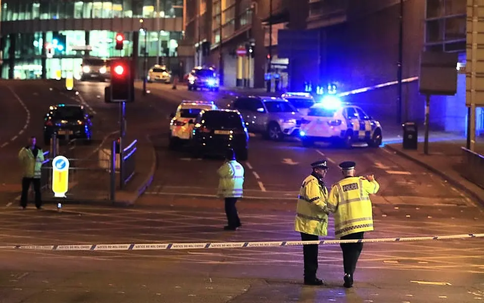 The scene close to the Manchester Arena after the terror attack at an Ariana Grande concert on May 22 2017 (Peter Byrne/PA)