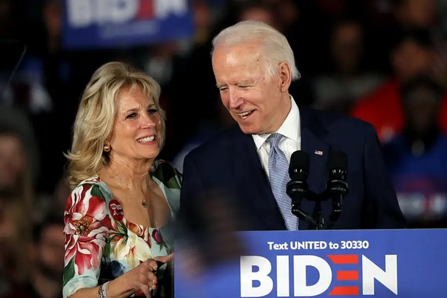 Democratic presidential candidate Joe Biden with his wife Jill (Gerald Herbert/AP)