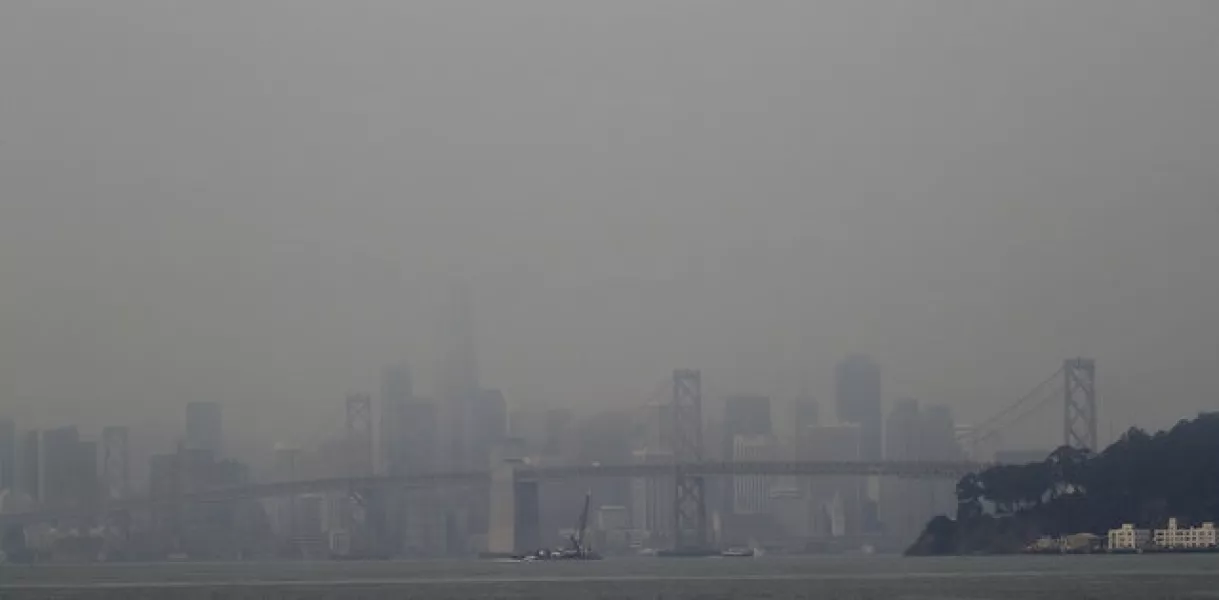 Smoke obscures a view of the San Francisco skyline (AP)