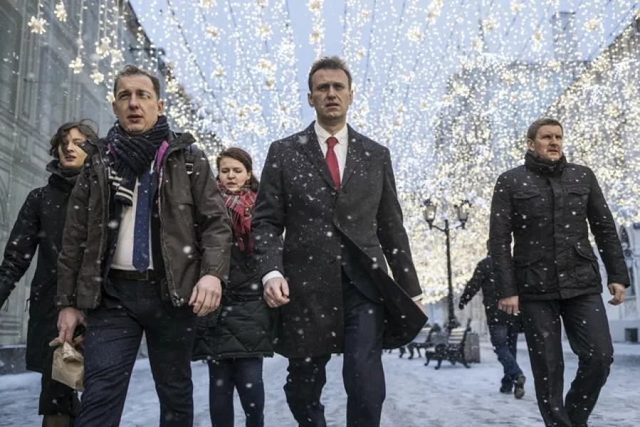 Alexei Navalny heads to a meeting of Russia’s Central Election Commission in Moscow in 2017 (Evgeny Feldman/AP)