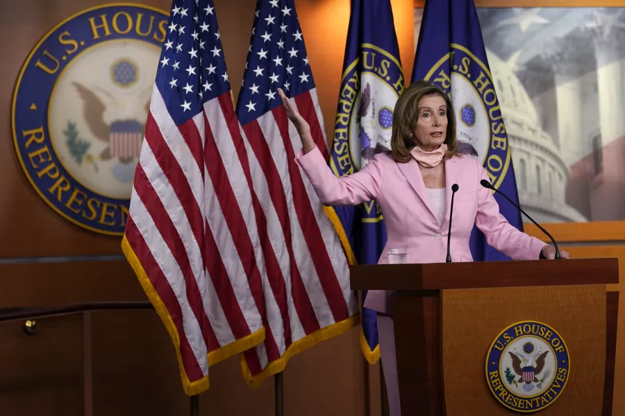 House Speaker Nancy Pelosi speaks during a news conference on Capitol Hill (Susan Walsh/AP/PA)