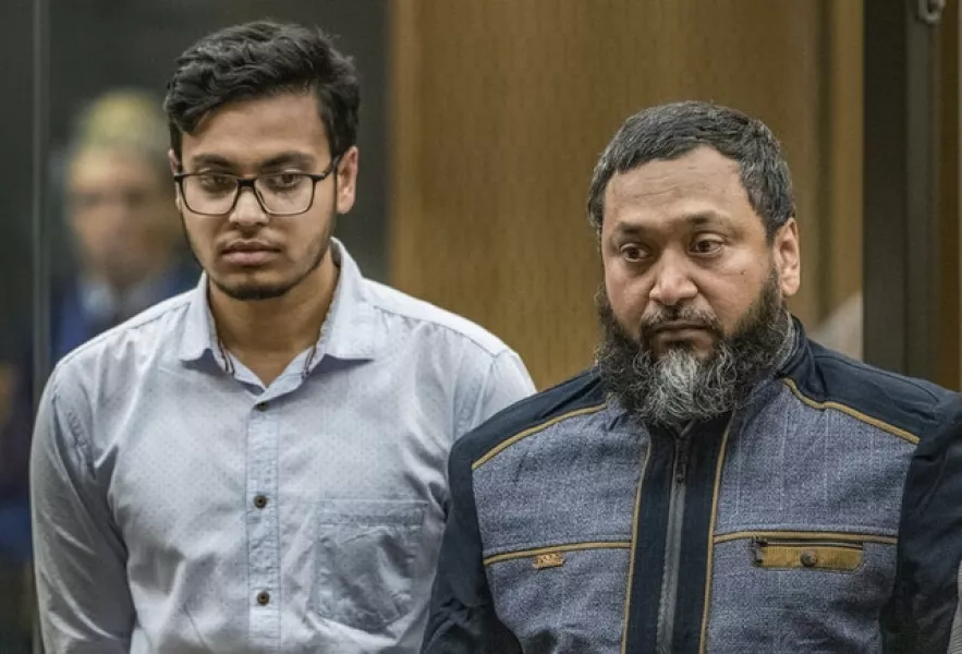 Mosque shooting survivor Motasim Hafiz Uddin (right) (AP)