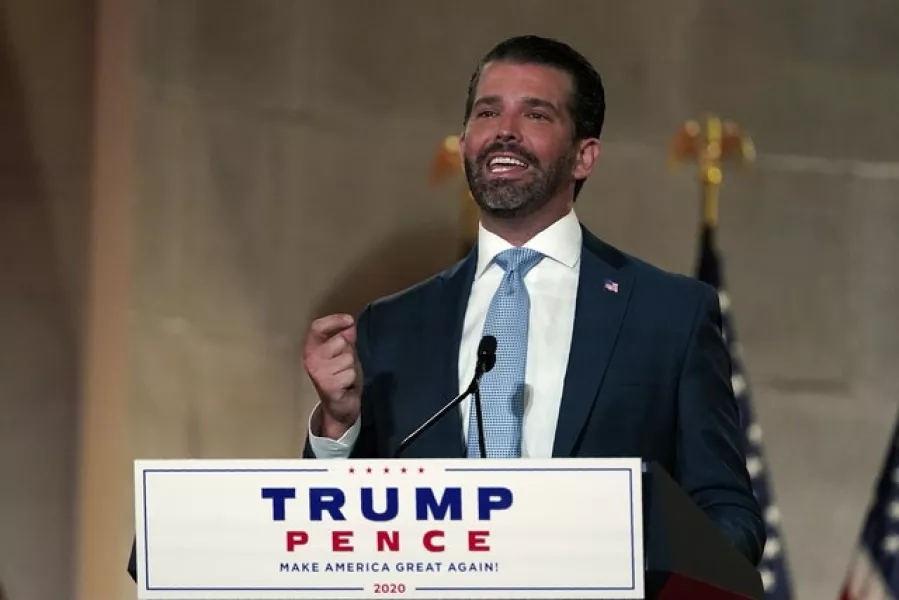 Donald Trump Jr recorded a speech on day one of the event (AP)