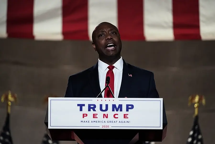 Senator Tim Scott spoke in support of Mr Trump (Susan Walsh/AP)