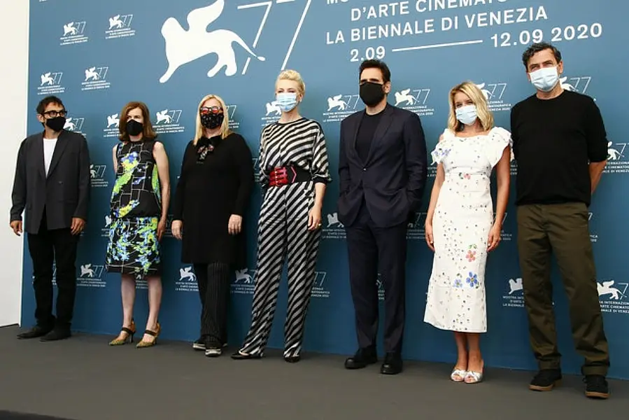 Jury members Nicola Lagioia, left, Joanna Hogg, Veronika Franz, Cate Blanchett, Matt Dillon, Ludivine Sagnier and Christian Petzold (Joel C Ryan/Invision/AP)