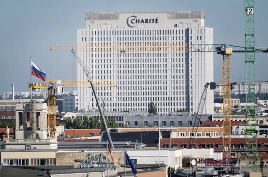 The Charite hospital where Russian opposition leader Alexei Navalny is being treated in Berlin (Kay Nietfeld/dpa via AP)