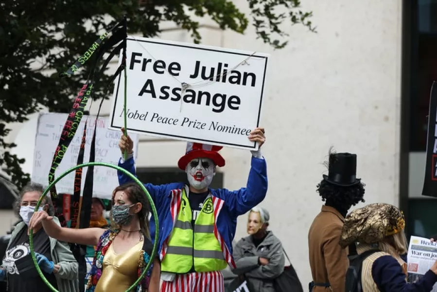 Don’t Extradite Assange protesters outside the Old Bailey, London (Luciana Guerra/PA)