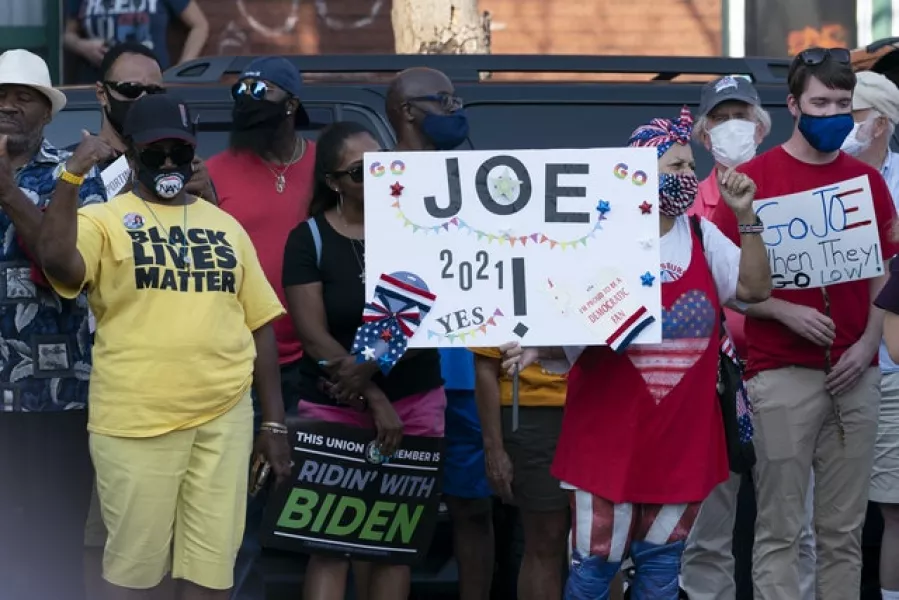 Supporters of Mr Biden in Pennsylvania (AP/Carolyn Kaster)