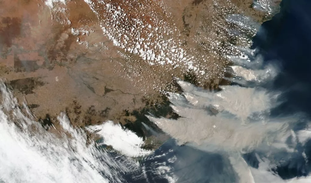 Smoke from wildfires in Victoria and New South Wales, Australia (NASA via AP)