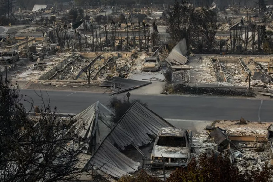 A neighbourhood in Talent, Oregon which has been destroyed by the fires (Paula Bronstein/AP)