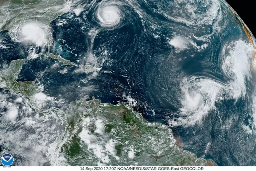 Five storms churning in the Atlantic basin (NOAA/AP)