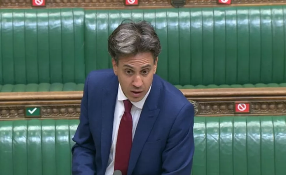 Ed Miliband speaking during the debate. Photo: House of Commons/PA
