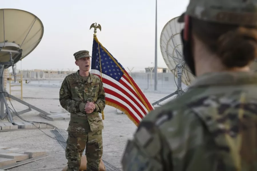Colonel Todd Benson, the US Air Force Central Command director of space forces, at Al-Udeid Air Base (Staff Sgt Kayla White/US Air Force via AP)