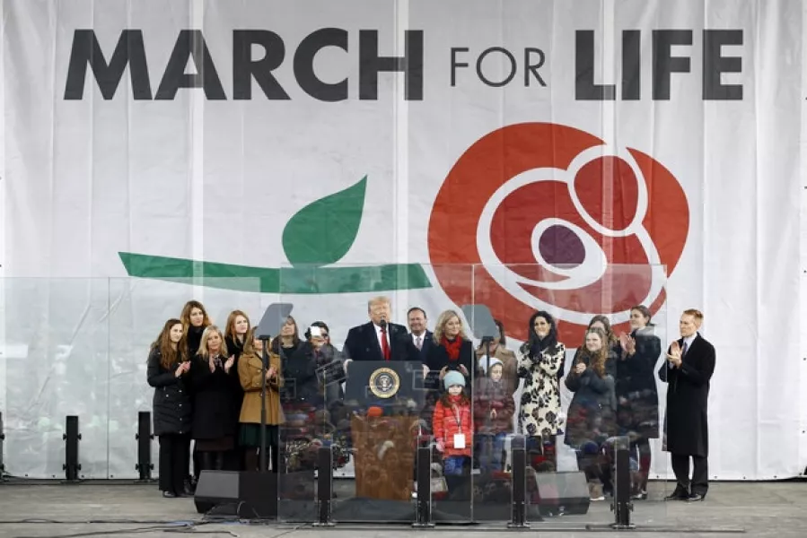 President Donald Trump speaks at the March for Life rally on the National Mall in Washington (Patrick Semansky/AP)