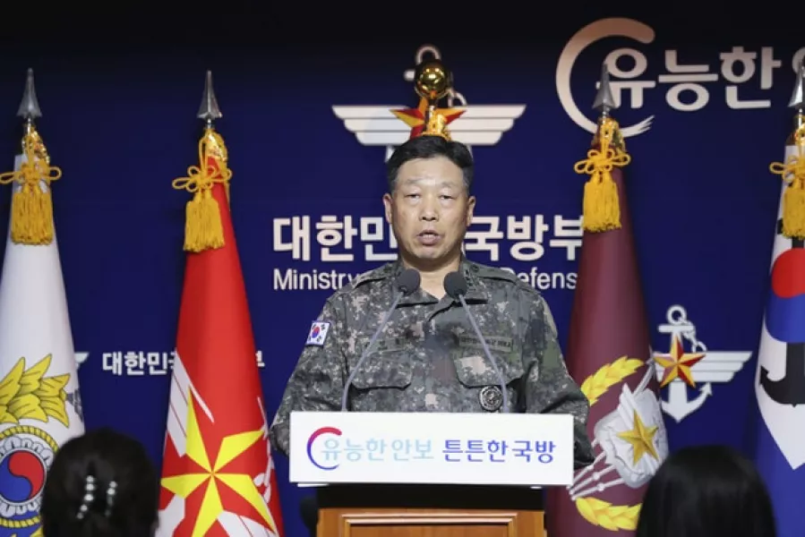 Lt Gen Ahn Young Ho of the South Korean Joint Chiefs of Staff speaks during a press conference (Kookbang Ilbo/AP)