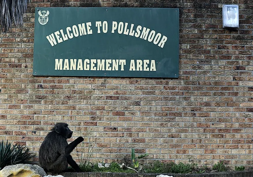 Kataza sits outside the Pollsmoor Maximum Security Prison, where he sleeps at night (Nardus Engelbrecht/AP)