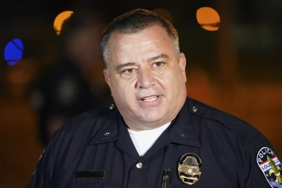 Louisville Police Chief Robert Schroeder said a suspect is in custody after two officers were shot (John Minchillo/AP)