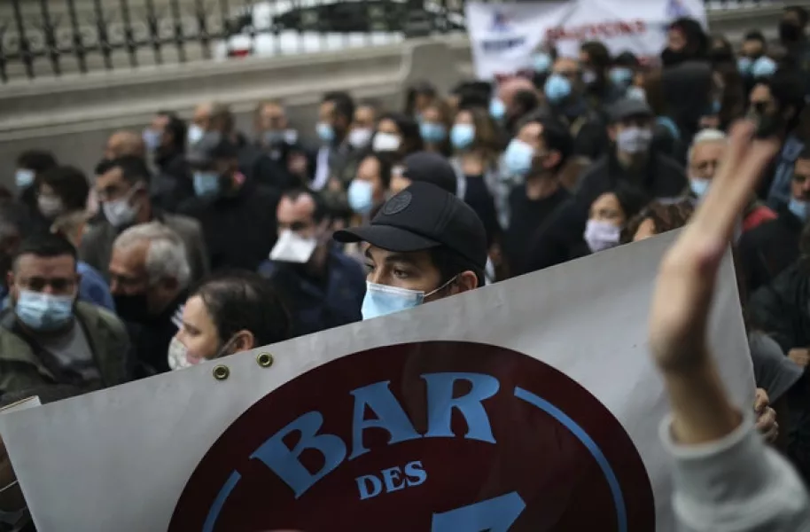 The protesters, and local officials in France’s second biggest city, are also threatening legal action (Daniel Cole/AP)